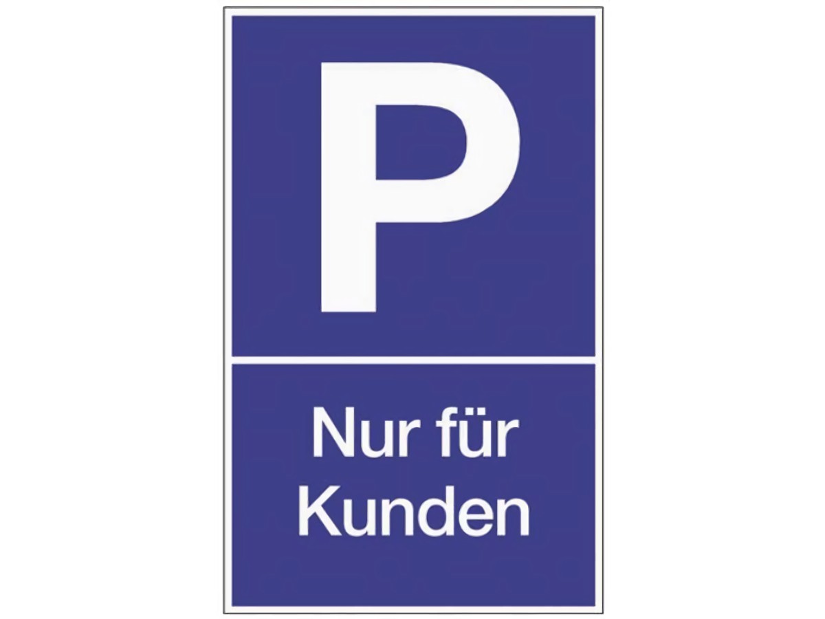Parkplatzbeschilderung Parken für Kunden L250xB400 mm Kunststoff blau/weiß