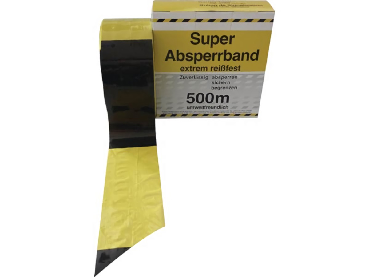Absperrband Länge 500 m Breite 80 mm gelb/schwarz geblockt