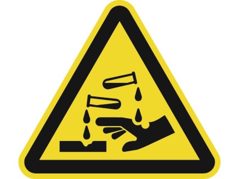 Warnzeichen 200 mm Ätzende Stoffe Folie