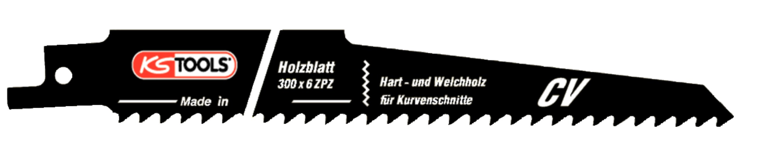 KS Tools 129.4010 Säbelsägeblatt Kurvenschnitt, CV, 300mm, 4,2mm, 5er Pck