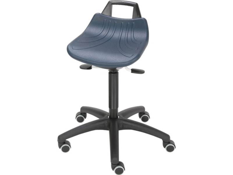 LOTZ 366211 Drehhocker  mit Rollen PU-Schaum blau Sitzhöhenverstellung 520-710 m