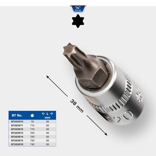 Brilliant Tools  BT020976 1/4'' TORX Schraubendreher-Einsatz, 38mm, T40