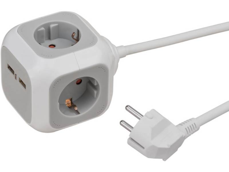 BRENNENSTUHL 1150100 Steckdosenwürfel 4fach + USB *DE* 1,4m H05VV-F3G1,5 - mit K