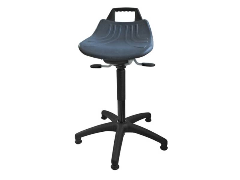 LOTZ 366201 Drehhocker  mit Bodengleitern PU-Schaum blau Sitzhöhenverstellung 49