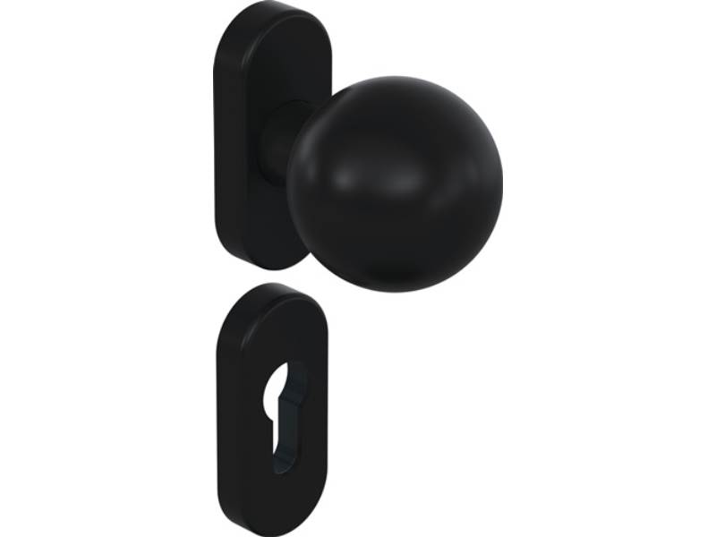 Rosettengrt.162PBR03.643 PA 90 ma PZ-PZ DIN L/R rd.HEWI in R-Technik nach DIN 18255 und DIN EN 1906 · aus mattem Polyamid · bestehend aus: Knopf 123.23R und Türdrücker 166.21PBR, Durchmesser 21,3 mm und Ovalrosetten 315.21PBR und 316PBR · der Drücker erfü