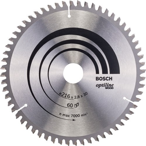 BOSCH 2608640642 Kreissägeblatt PRO Wood Außen-Ø 216 mm Zähnezahl 60 WZ/N Bohrun