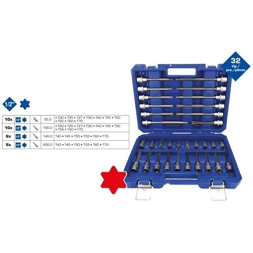 Brilliant Tools  BT022532 1/2'' Steckschlüssel-Satz, 32-tlg., TORX Profil