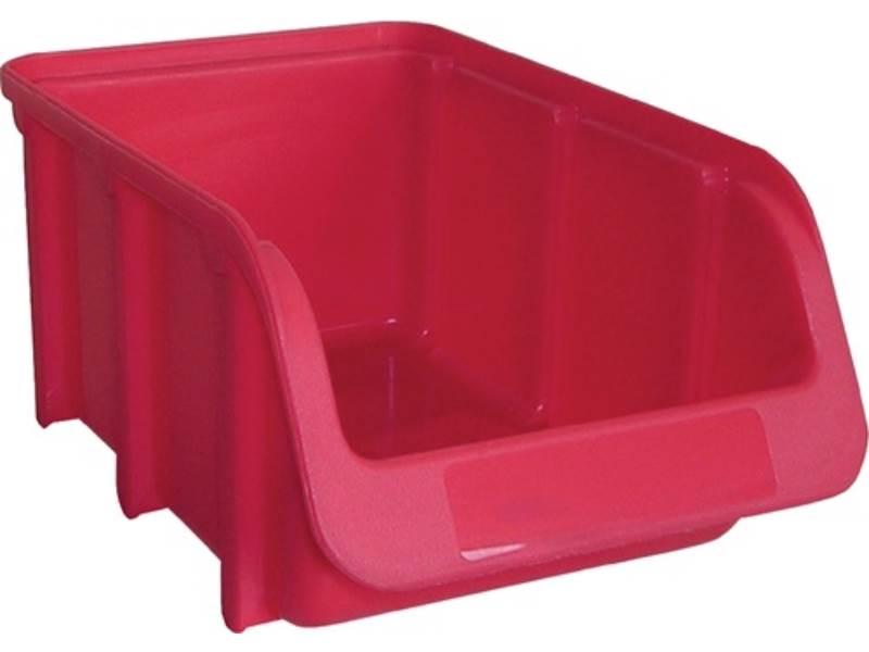 HÜNERSDORFF 672100 Sichtlagerkasten  L165/135xB100xH75mm PP rot stapelbar