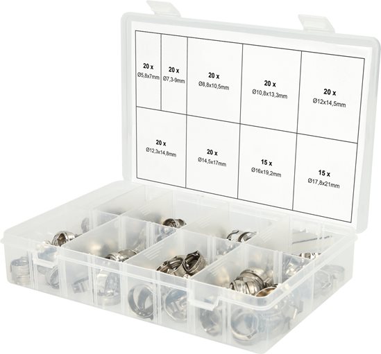 KS Tools 970.0830 Sortiment stufenlose 1-Ohr-Schlauchschellen, Ø 5,8-21mm, 170-t
