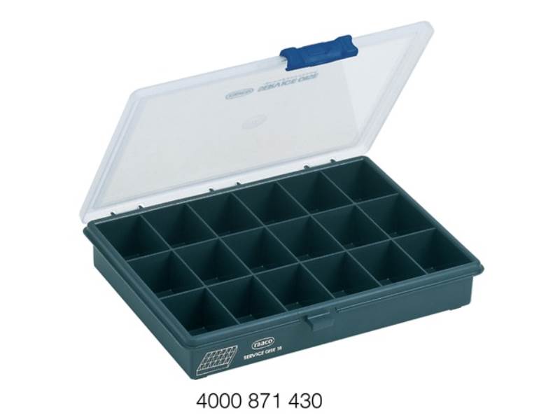 RAACO 136167 Sortimentskasten  B240xT195xH43mm 18 Fächer transparent dunkelblau