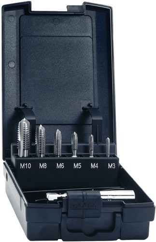 EXACT 05937 Gewindebohrerbit-Satz DIN 3126 M3-M10 7-teilig HSSG Kunststoffbox
