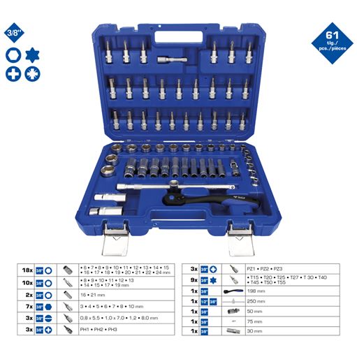 Brilliant Tools  BT021061 3/8'' Steckschlüssel-Satz, 61-tlg.