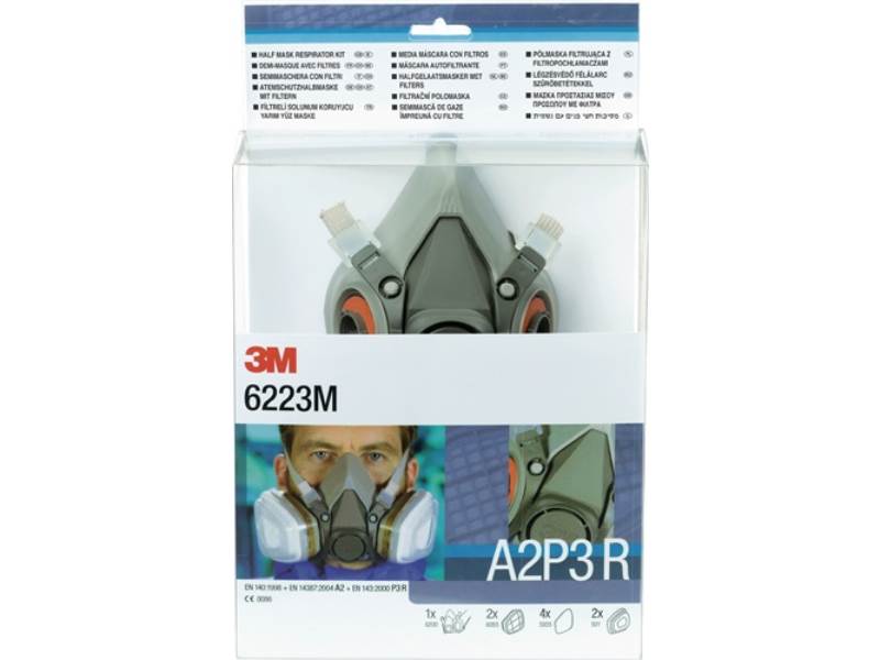 3M 7000061552 Atemschutzhalbmasken-Set 6223  SET  A2P3R EN 140 mit Filter M