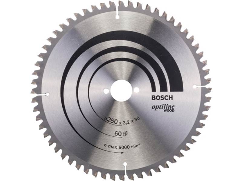 BOSCH 2608640644 Kreissägeblatt PRO Wood Außen-Ø 250 mm Zähnezahl 60 WZ/N Bohrun