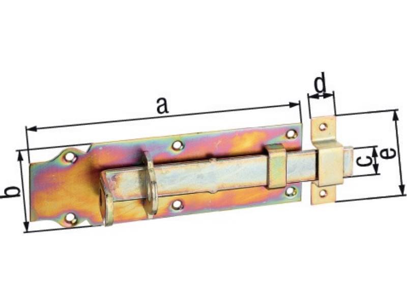 GAH 116798 Schlossriegel  Länge 200 mm Breite 64 mm gerade Stahl galvanisch gelb