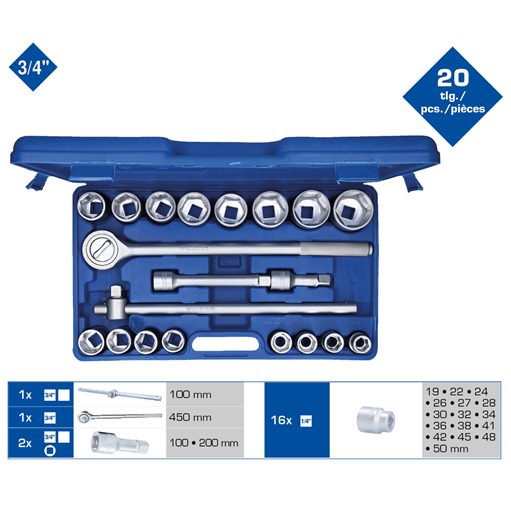 Brilliant Tools  BT025020 3/4'' Steckschlüssel-Satz, 20-tlg