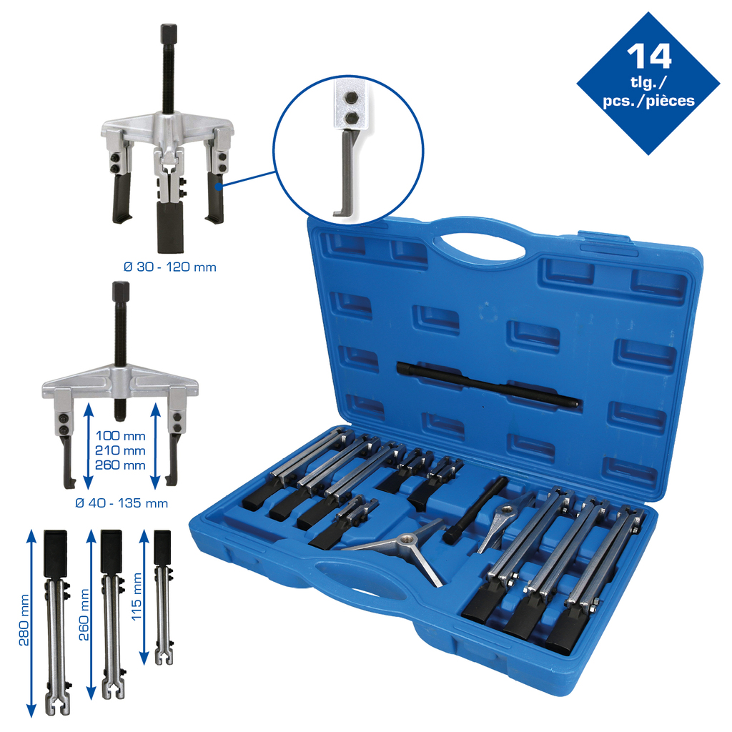 Brilliant Tools  BT631000 Universal-Abzieher-Satz, 14-tlg