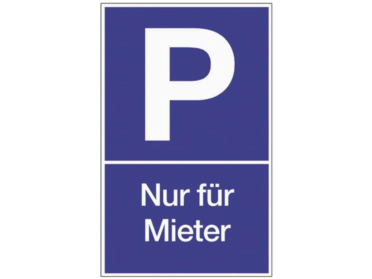 Parkplatzbeschilderung Parken für Mieter L250xB400 mm Kunststoff blau/weiß