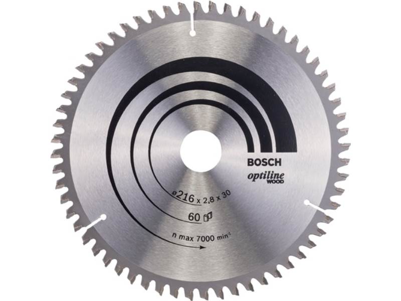 BOSCH 2608640642 Kreissägeblatt PRO Wood Außen-Ø 216 mm Zähnezahl 60 WZ/N Bohrun