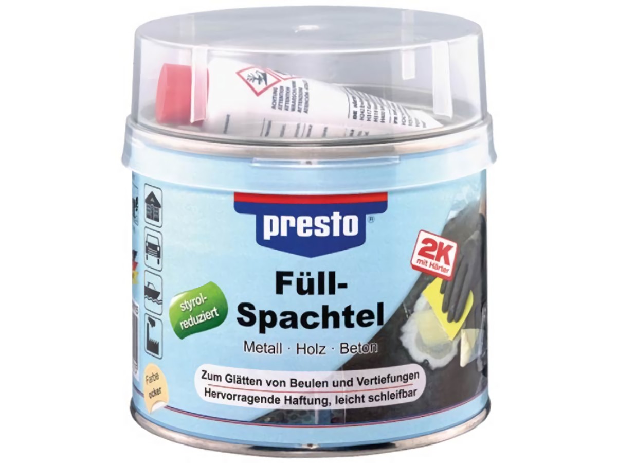 PRESTO 600115 2K-Füllspachtel prestolith® plastic ocker, Härter rot 1000 g