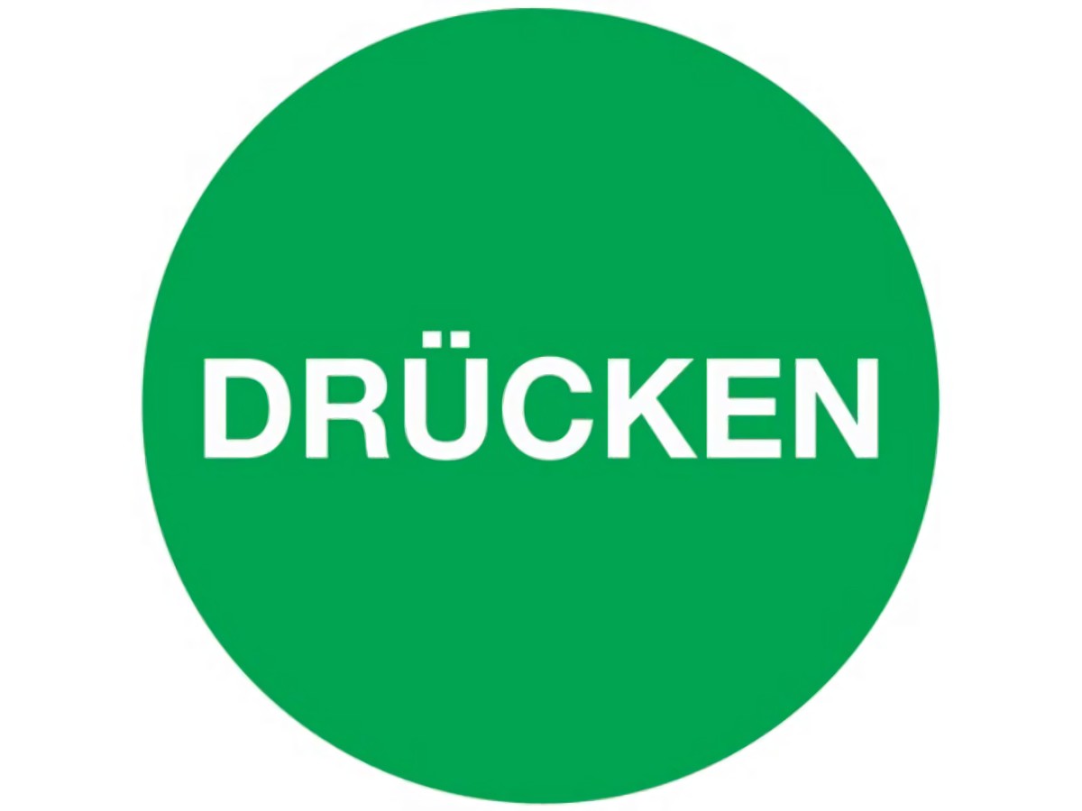 Türaufkleber D. 50 mmLxB Drücken Folie selbstklebend