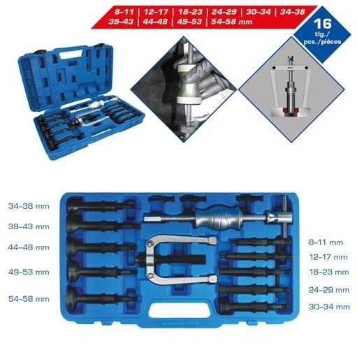 Brilliant Tools  BT631150 Grundloch-Innenlager-Abzieher-Satz, 16-tlg.