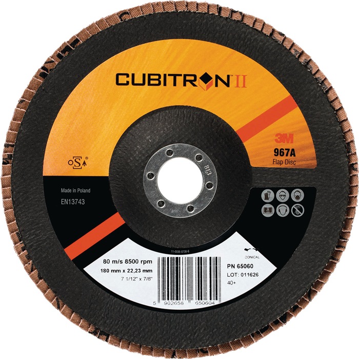3M 65054 Fächerscheibe Cubitron II 967A D. 125 mm Körnung 40 konisch INOX Kerami