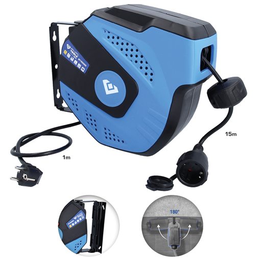 Brilliant Tools  BT162000 Automatischer Kabelaufroller, 15 + 1 m