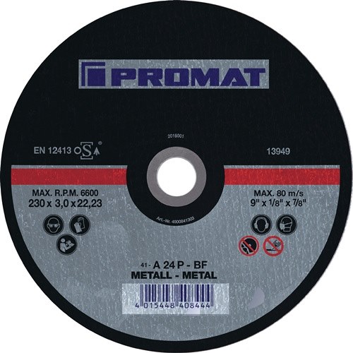 PROMAT  Trennscheibe  D230x3mm gerade Stahl Bohrung 22,23 mm