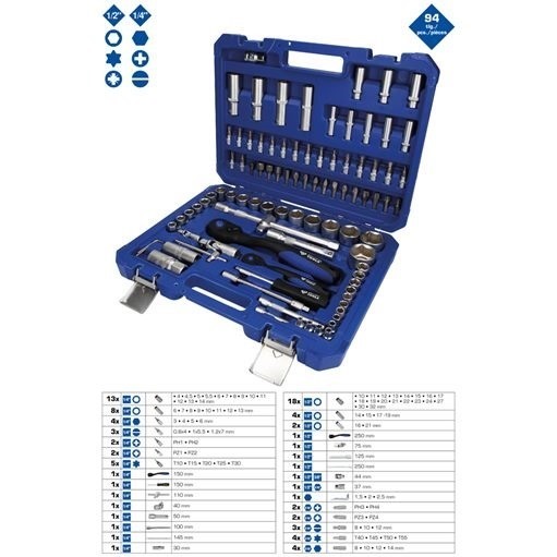 Brilliant Tools  BT023094 Steckschlüssel-Satz, 94-tlg., 1/4'', 1/2''