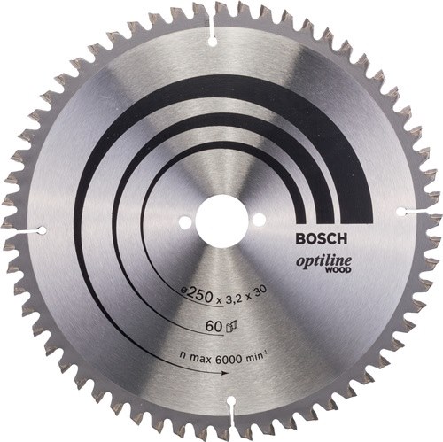 BOSCH 2608640644 Kreissägeblatt PRO Wood Außen-Ø 250 mm Zähnezahl 60 WZ/N Bohrun