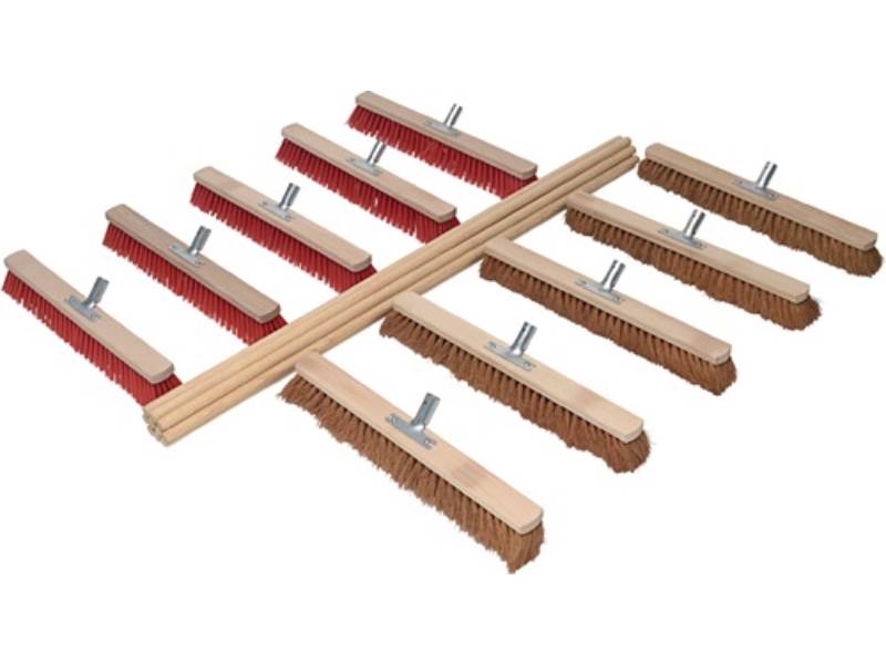 10830 Besen-Set  je 5 Kokos-/Elaston Länge 600 mm mit 10 Stielen L.1400 mm