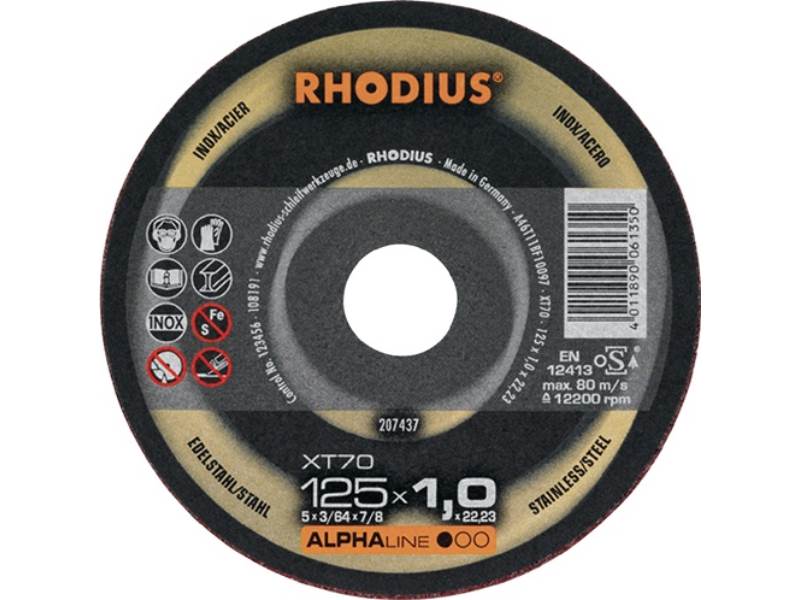 RHODIUS 207437 Trennscheibe XT70 D125x1mm gerade INOX Bohrung 22,23 mm