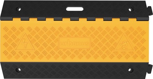 Schlauch- u.Kabelbrücke L900xB500xH70mm Gum.schwarz/gelb 3 Kanäle mit drei Kanälen · zum Schutz von Schläuchen oder Kabeln, die nicht dauerhaft verlegt sind · Abmessung Kabelkanäle H 50 x B 68/57/65 mm · keine Befestigung nötig · aus schwarzem vulkanisier