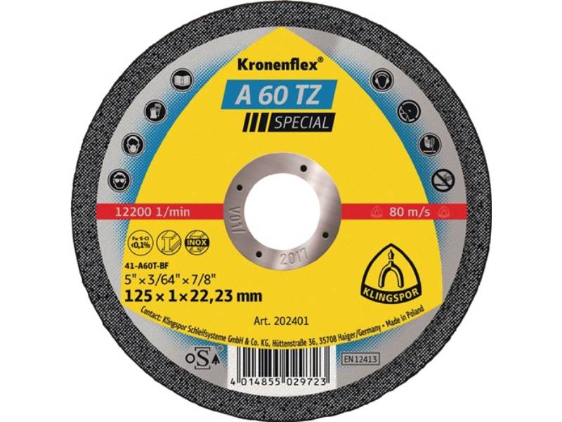 KLINGSPOR 202401 Trennscheibe A 60 TZ Special D125x1mm gerade INOX Bohrung 22,23