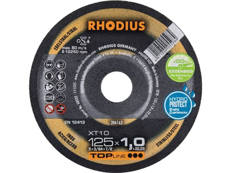RHODIUS 206262 Trennscheibe XT10 D180x1,5mm gekröpft INOX Bohrung 22,23 mm
