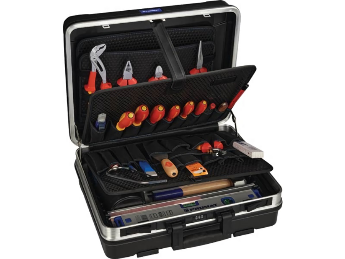 S4000820303 Werkzeugsortiment  46-teilig im Aluminium Rahmenkoffer für Elektrik