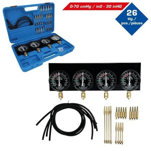 Brilliant Tools  BT581200 Synchron-Vergaser-Testgerät, mit 4 Synchronuhren, 26-t