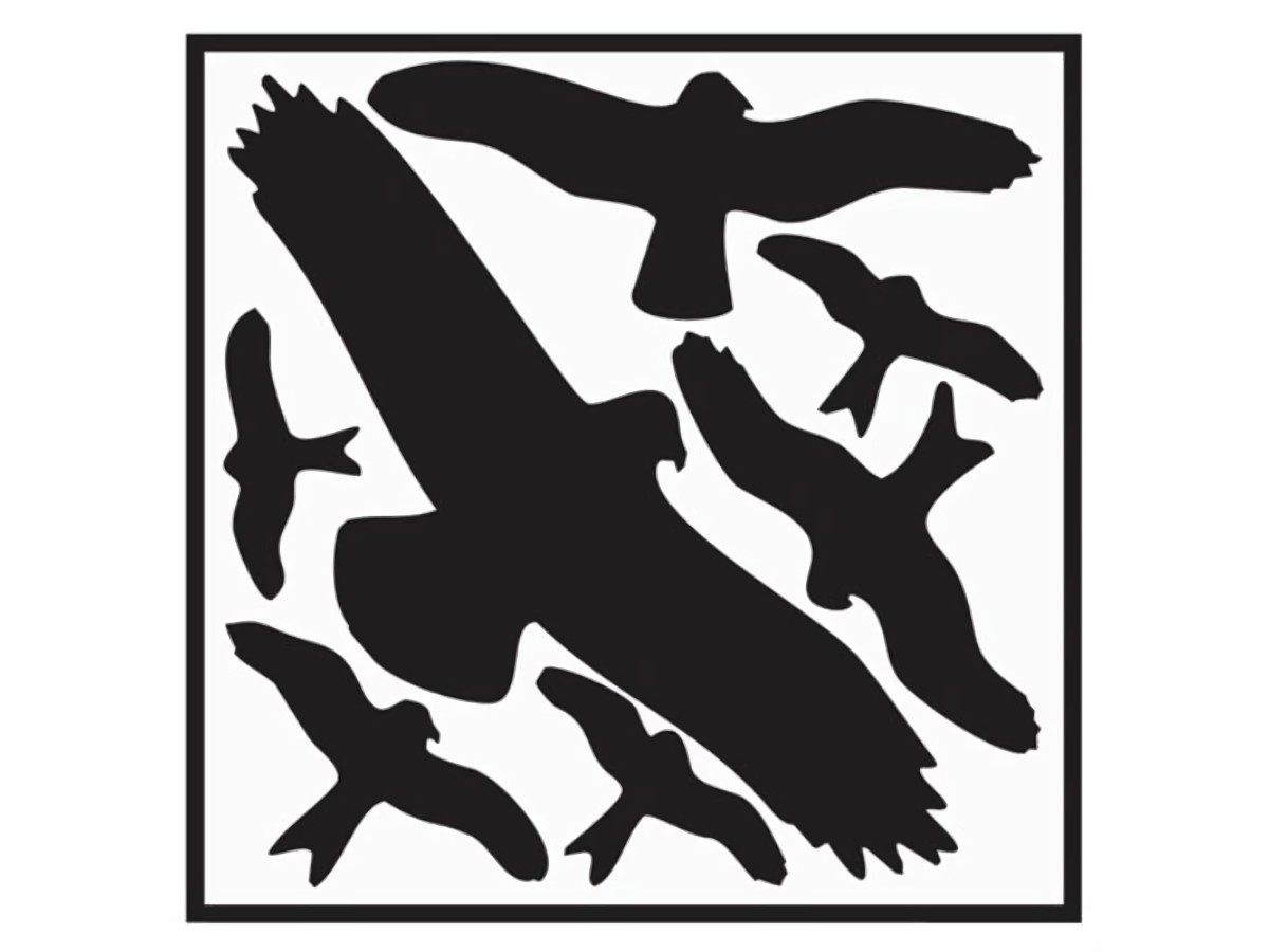 Aufkleber L290xB320 mm Vogelschutzset, Vogelsymbole Folie selbstklebend