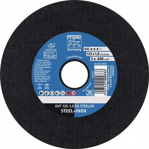 PFERD TOOLS 61331432 Trennscheibe SG STEELOX D125x2,4mm gerade INOX Bohrung 22,2