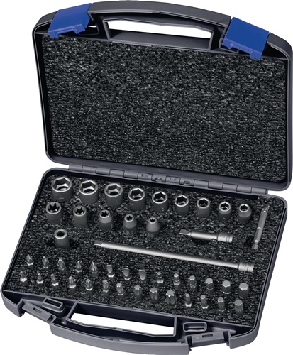 ASW 170800 Kraftstecknusssatz 700 KS 46 OL 46-teilig 1/4 ? 6-KT./E/Schlitz/PH/PZ "6,3 mm (1/4?)-Vierkantantrieb · aus vergütetem Spezialstahl · gehärtet · sandgestrahlt · Oberfläche stahlgrau für härteste Beanspruchung auf Elektro- und/oder Druckluft-Schl