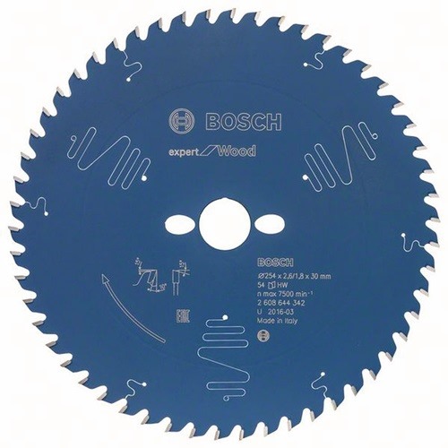 BOSCH 2608644342 Kreissägeblatt Expert for Wood Außen-Ø 254 mm Zähnezahl 54 WZ B