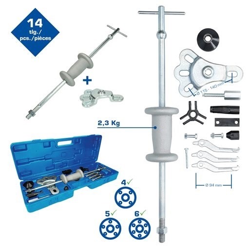 Brilliant Tools  BT671300 Radnaben-Abzieher mit Gleithammer, geschmiedet, 11-tlg