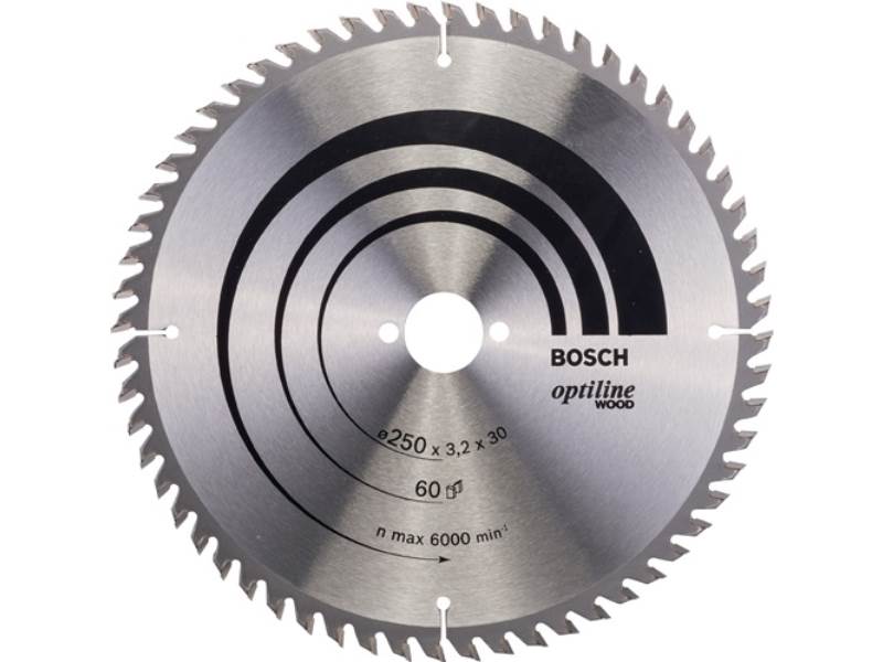 BOSCH 2608640729 Kreissägeblatt PRO Wood Außen-Ø 250 mm Zähnezahl 60 WZ Bohrung