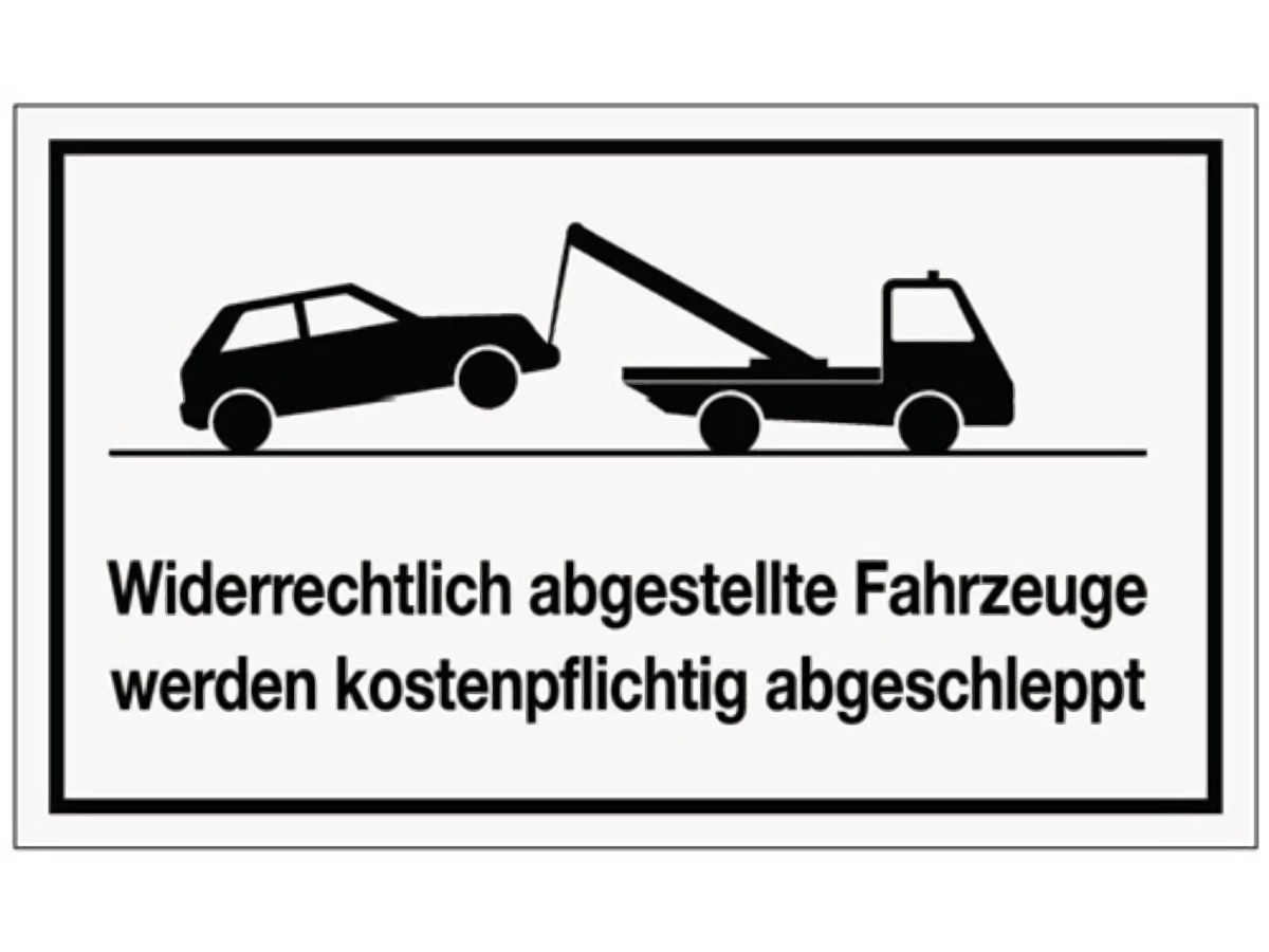 Hinweiszeichen Widerrechtliches Parken L250xB150 mm weiß schwarz Kunststoff