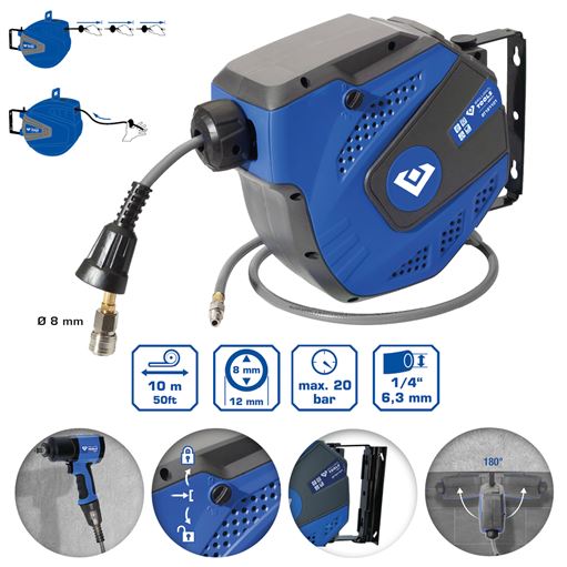 Brilliant Tools  BT161101 Automatischer Druckluftschlauch-Aufroller, Ø 8 mm x 10