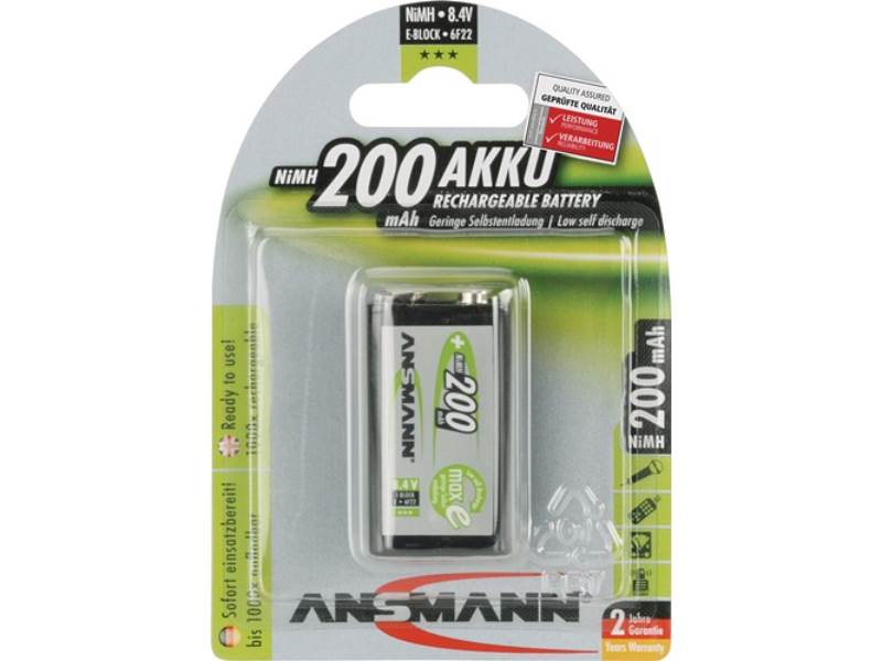 ANSMANN 5035342 Akku-Zelle maxE 8,4 V 200 mAh 9V E-Block HR9V 1