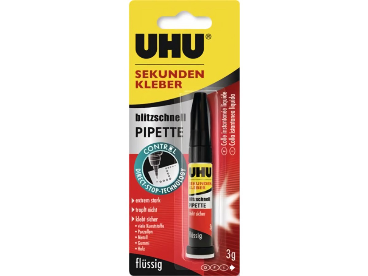 UHU 45570 Sekundenkleber blitzschnell PIPETTE Control 3 g  farblos