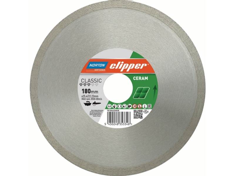 NORTON 70184626828 Diamanttrennscheibe Classic Ceram D. 180 mm Bohrung 25,4 / 22