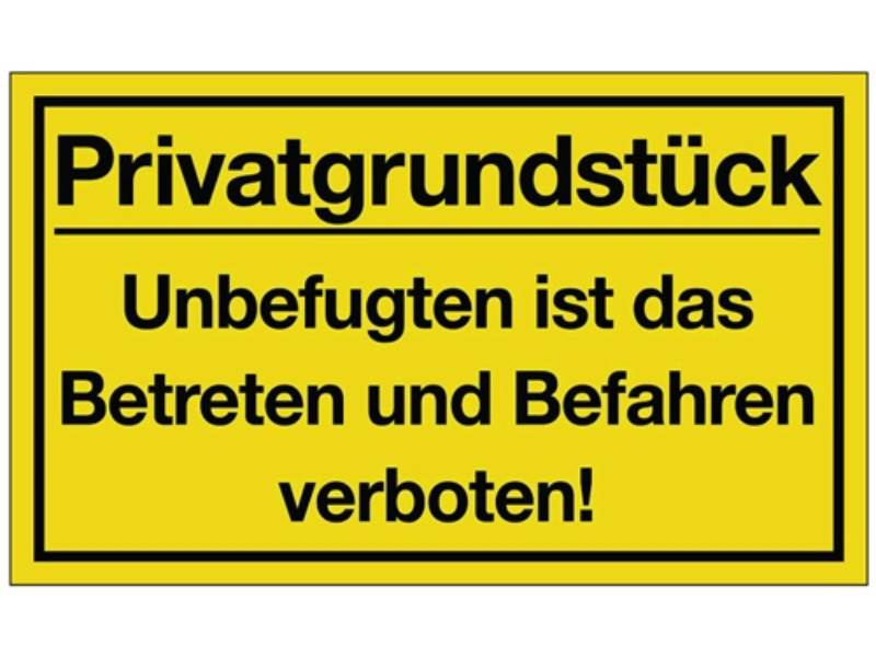 Hinweiszeichen Privatgrundstück L400xB250 mm gelb schwarz Kunststoff